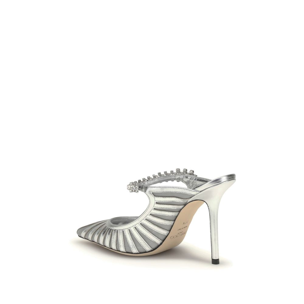Jimmy Choo Bing 100 Silver Leather High Heel Pumps