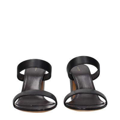 The Row Black Leather Stiletto Heels Sandals