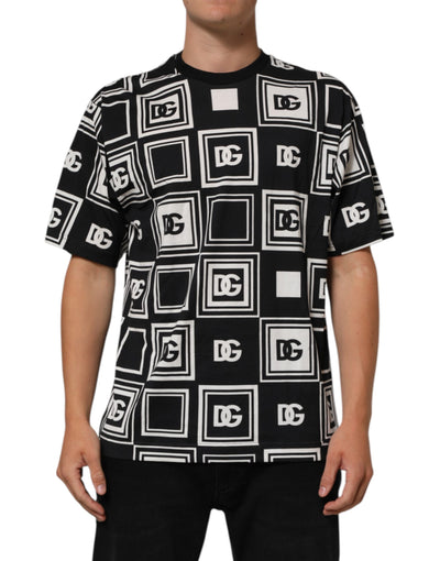Dolce & Gabbana Black Logo Monogram Cotton Crew Neck T-shirt