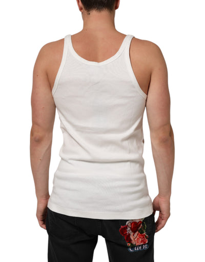 Dolce & Gabbana White Sleeveless Round Neck Tank T-shirt