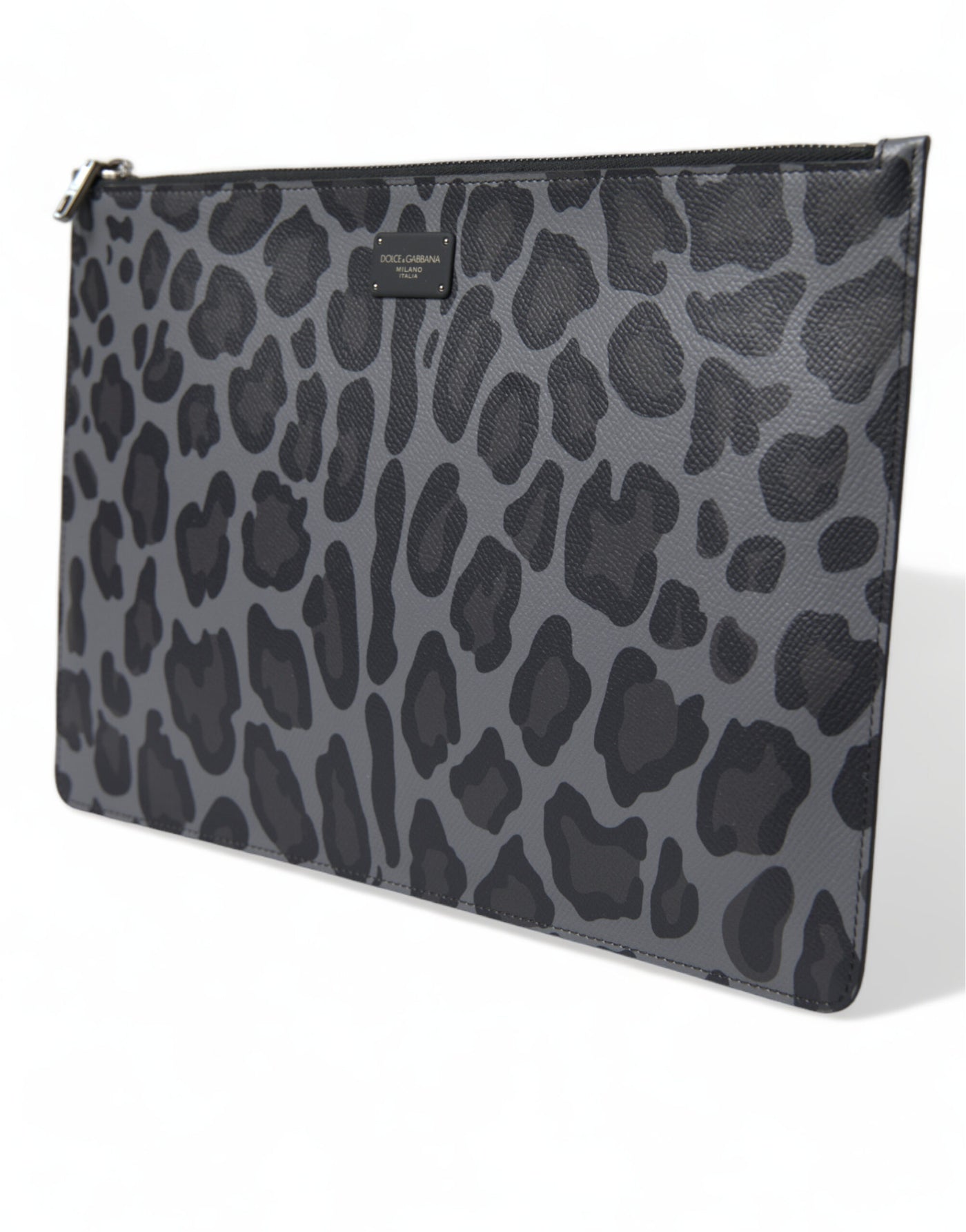 Dolce & Gabbana Multicolor Leopard Jacquard Logo Plaque Document Briefcase Bag