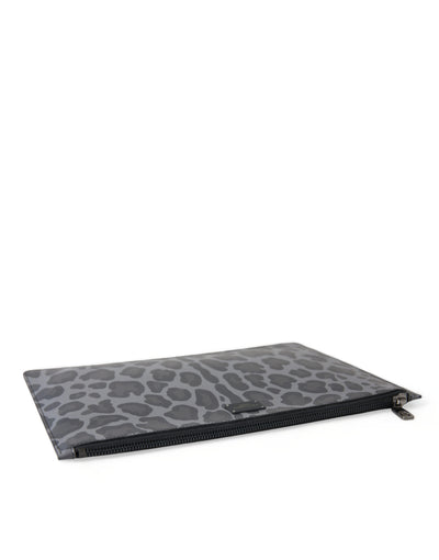 Dolce & Gabbana Multicolor Leopard Jacquard Logo Plaque Document Briefcase Bag