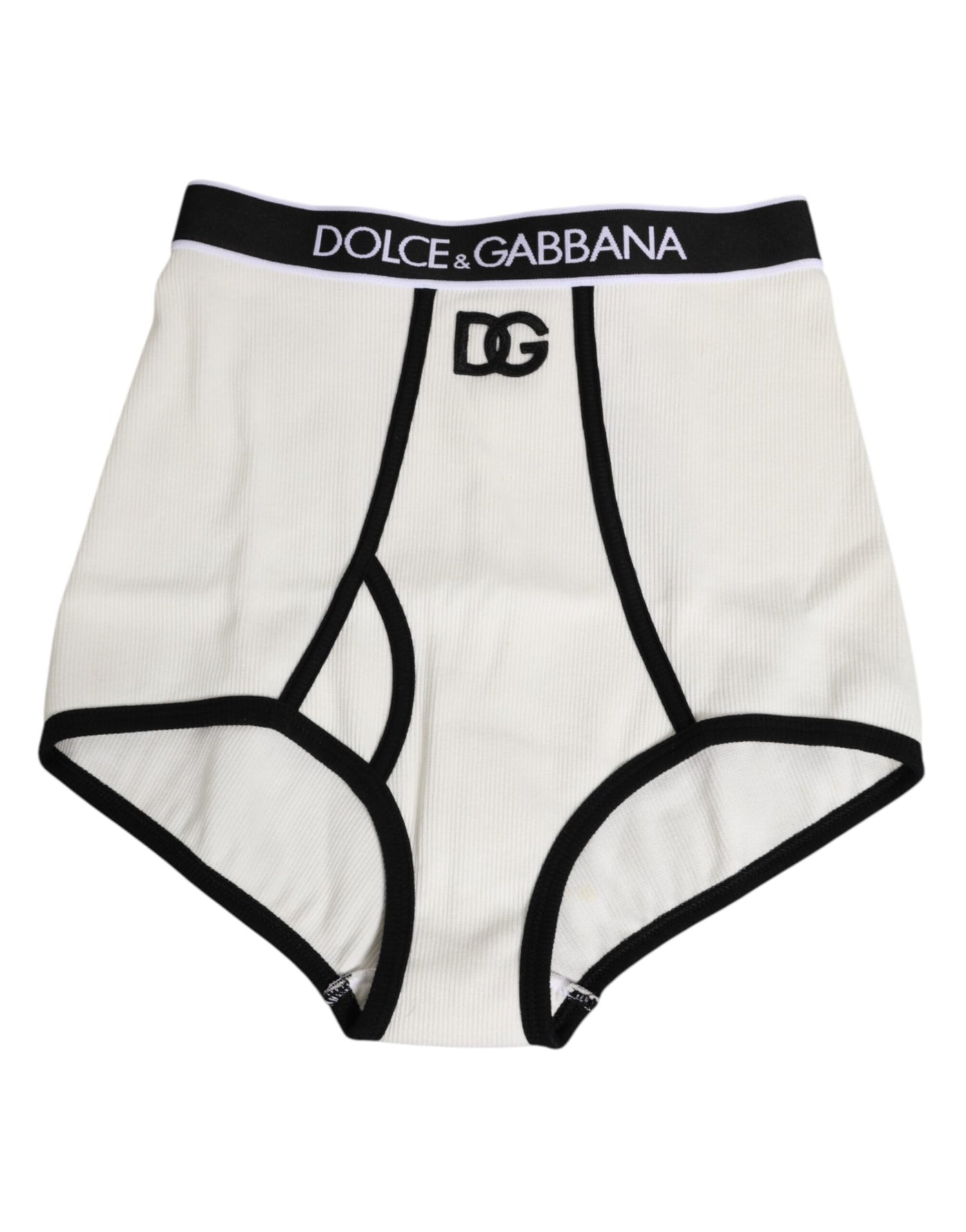 Dolce & Gabbana White Cotton Stretch High Waist Culotte Underwear