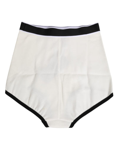 Dolce & Gabbana White Cotton Stretch High Waist Culotte Underwear
