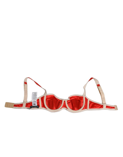 Dolce & Gabbana Red Silk Satin Underwire Bra Semi-Pad Underwear