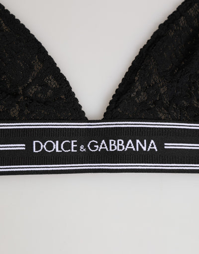 Dolce & Gabbana Black Lace Triangle Bralette Wireless Underwear