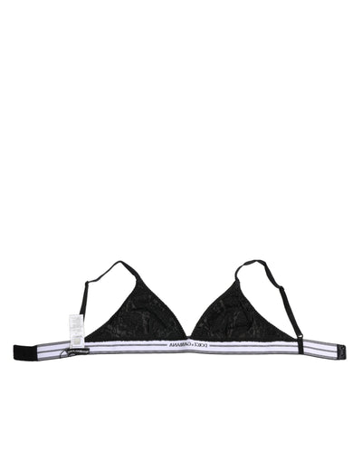 Dolce & Gabbana Black Lace Triangle Bralette Wireless Underwear