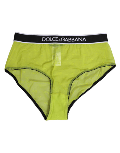 Culotte en nylon vert à taille haute avec logo Dolce &amp; Gabbana.