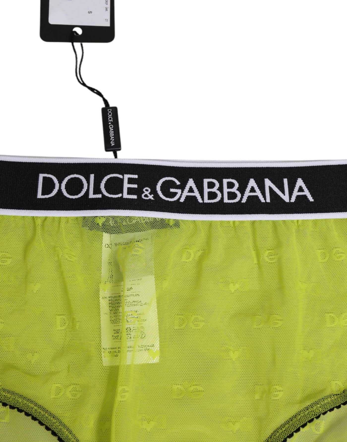 Culotte en nylon vert à taille haute avec logo Dolce &amp; Gabbana.