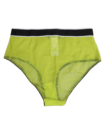 Culotte en nylon vert à taille haute avec logo Dolce &amp; Gabbana.