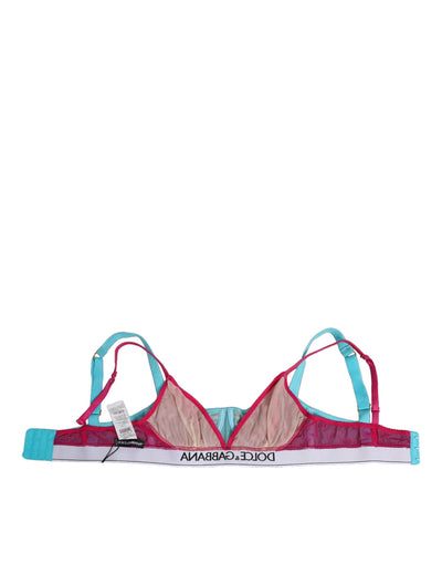 Dolce & Gabbana Blue Nylon Soft Cup Balconnet Bra Underwear