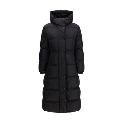 Moncler The long Down Jacket with hood and wool trims
