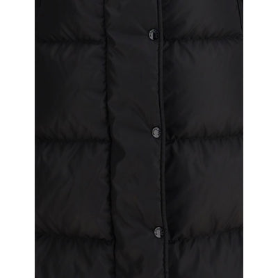 Moncler The long Down Jacket with hood and wool trims