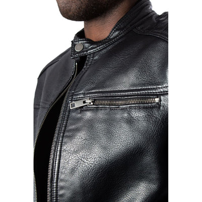 Jack Jones Black Artificial Leather Jackets & Coat