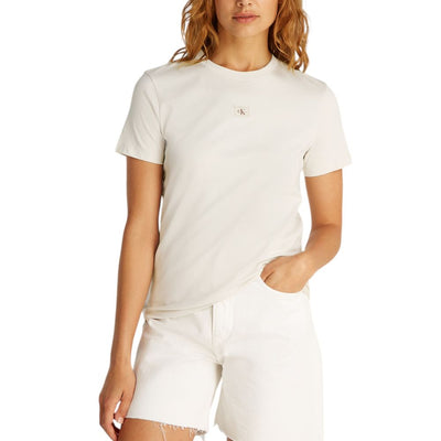 T-shirt en coton recyclé beige Calvin Klein Jeans