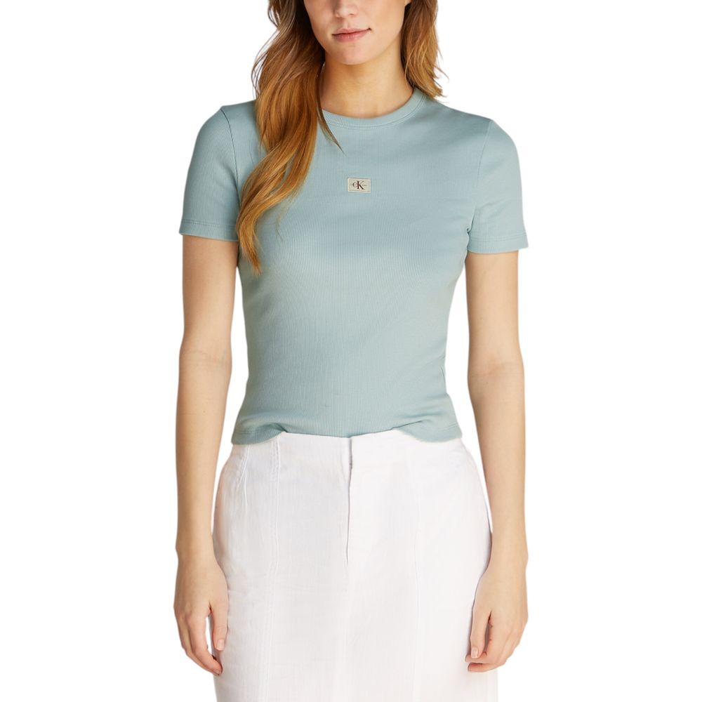 T-shirt en coton recyclé turquoise Calvin Klein Jeans