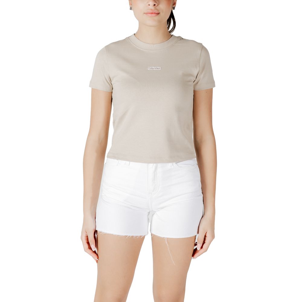 T-shirt en coton recyclé beige Calvin Klein Jeans