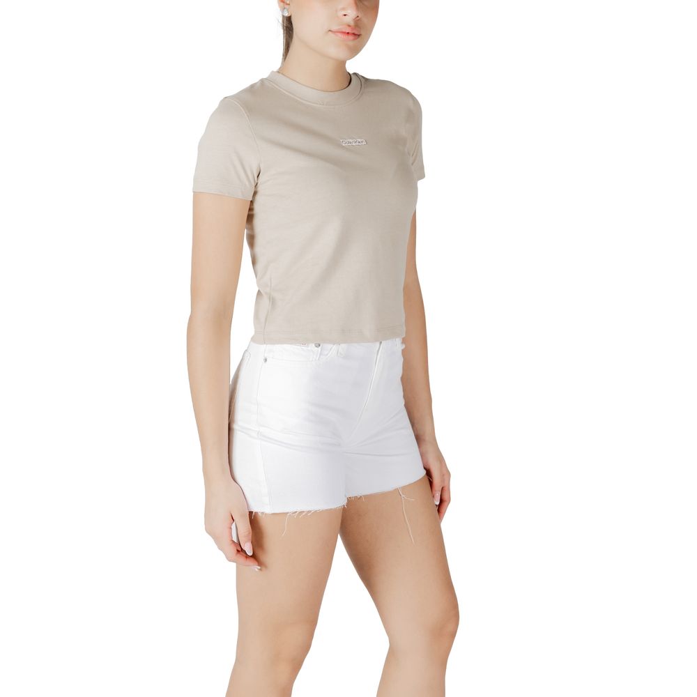 T-shirt en coton recyclé beige Calvin Klein Jeans