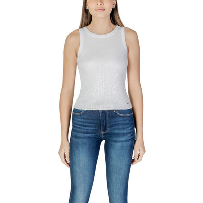 Guess White Cotton Tank Top
