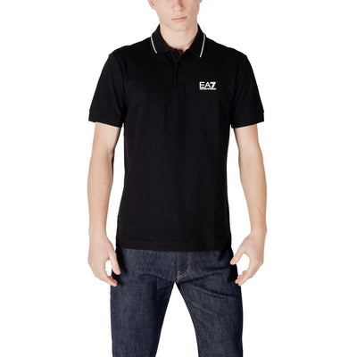 EA7 Emporio Armani Black Cotton Polo Shirt