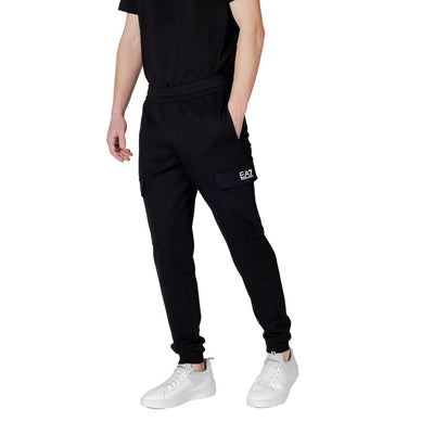 EA7 Emporio Armani Black Cotton Joggers Workout Pant