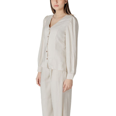 Vila Clothes Cream Viscose Top