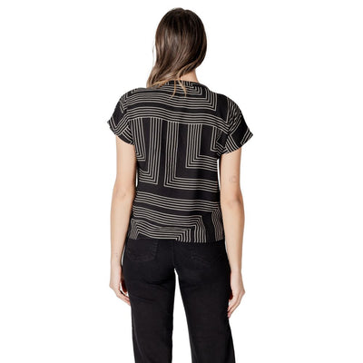 Jacqueline De Yong Zwart Viscose T-shirt