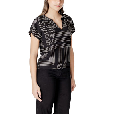 Jacqueline De Yong Zwart Viscose T-shirt