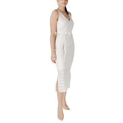 Vila Clothes Beige Recycled Polyester Midi