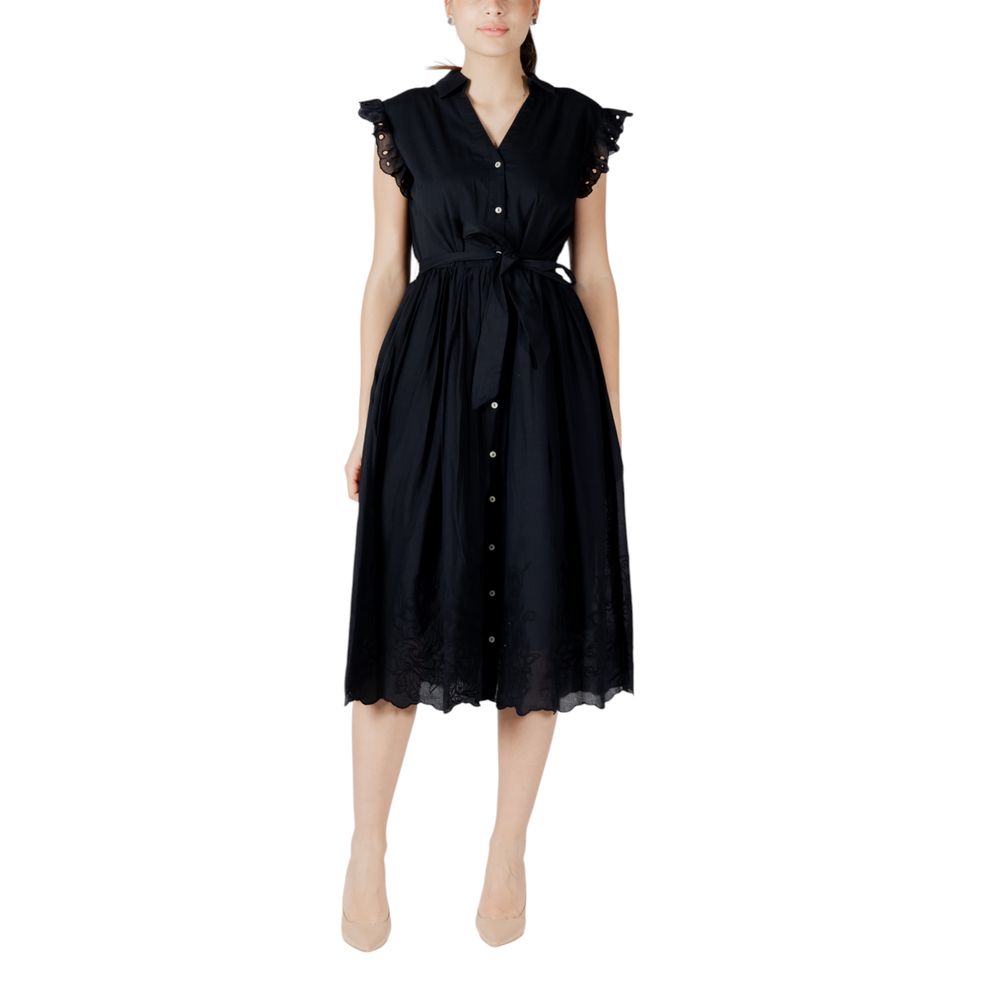 Vila Clothes, robe midi en coton noir