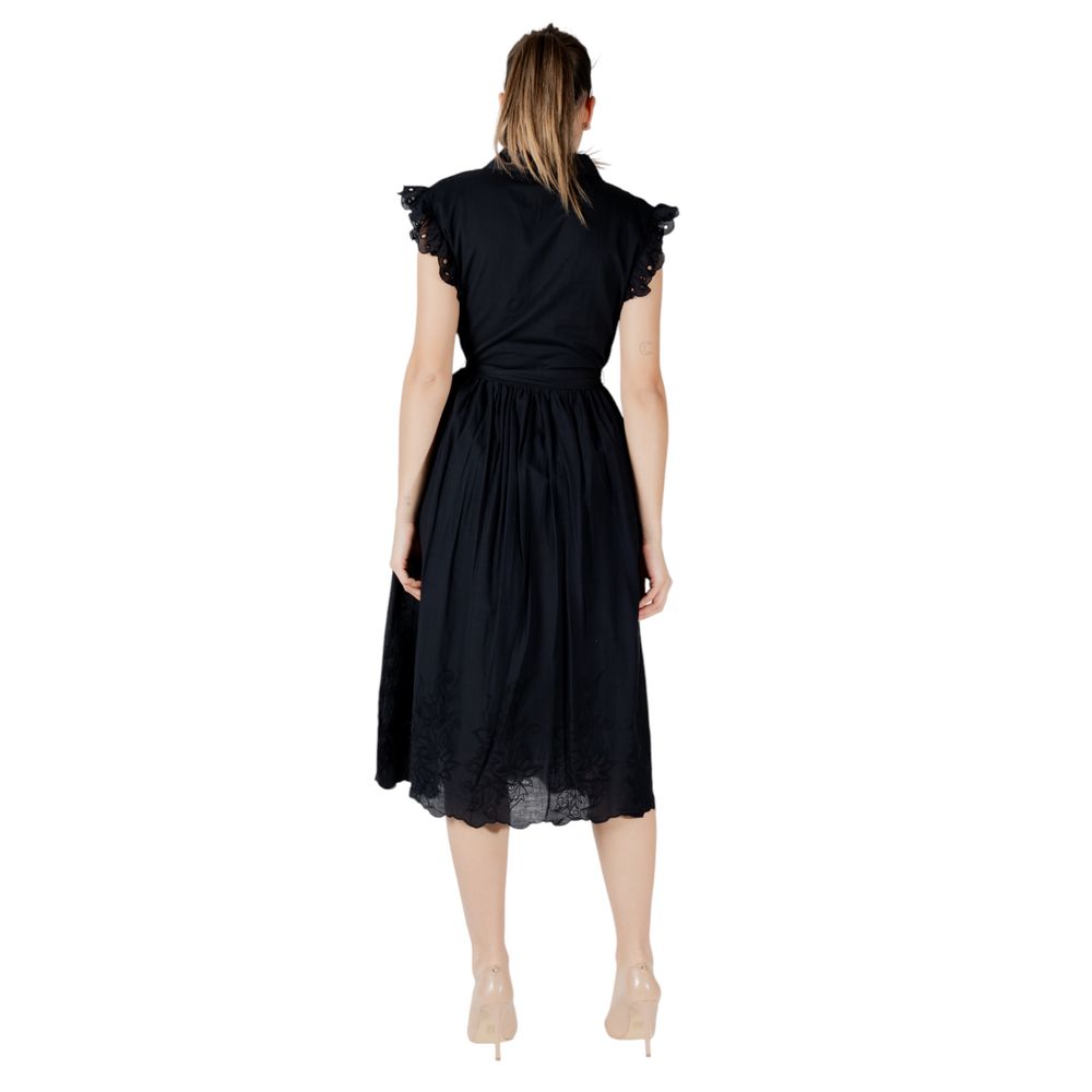 Vila Clothes, robe midi en coton noir