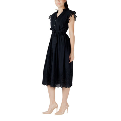 Vila Clothes, robe midi en coton noir
