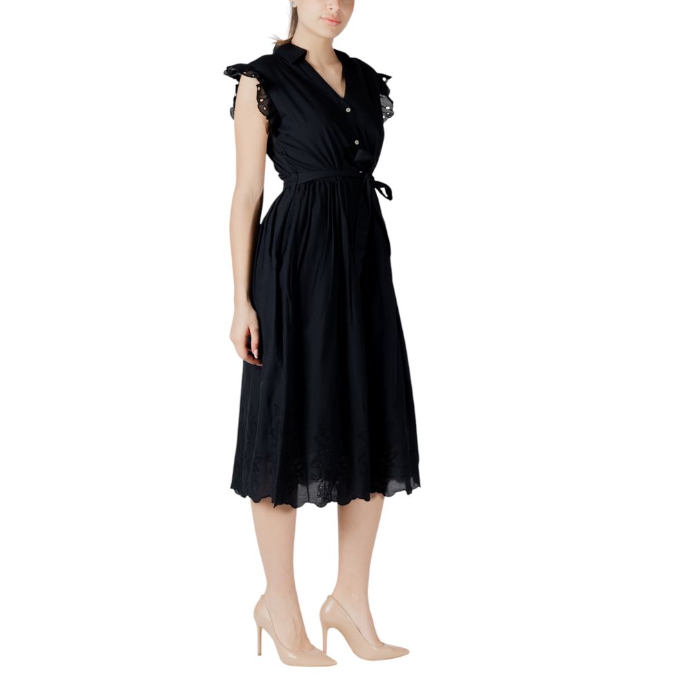 Vila Clothes, robe midi en coton noir