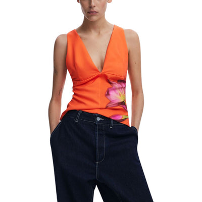 Top en polyester orange Desigual