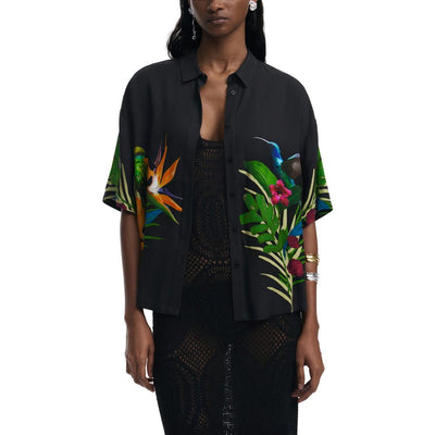 Desigual Haut à manches courtes en viscose noire