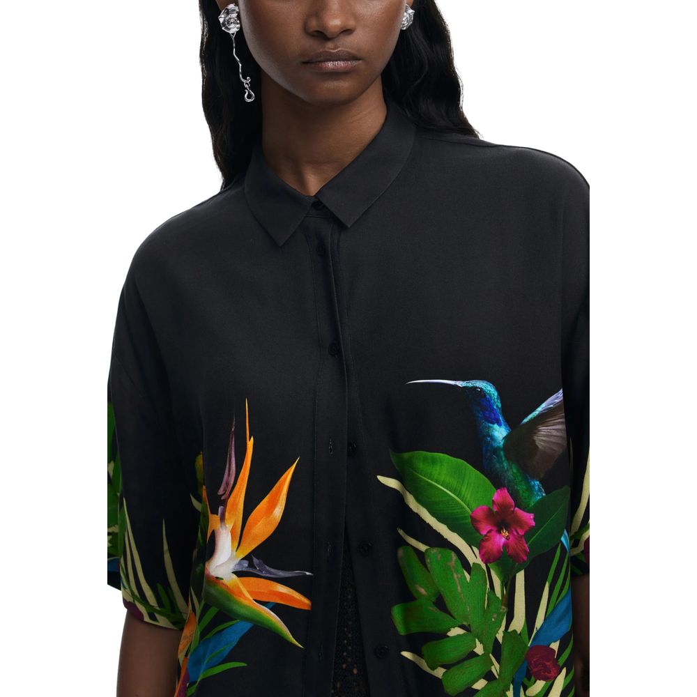 Desigual Haut à manches courtes en viscose noire