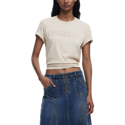 T-shirt en coton beige Desigual