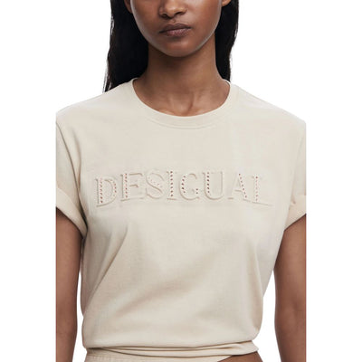 T-shirt en coton beige Desigual