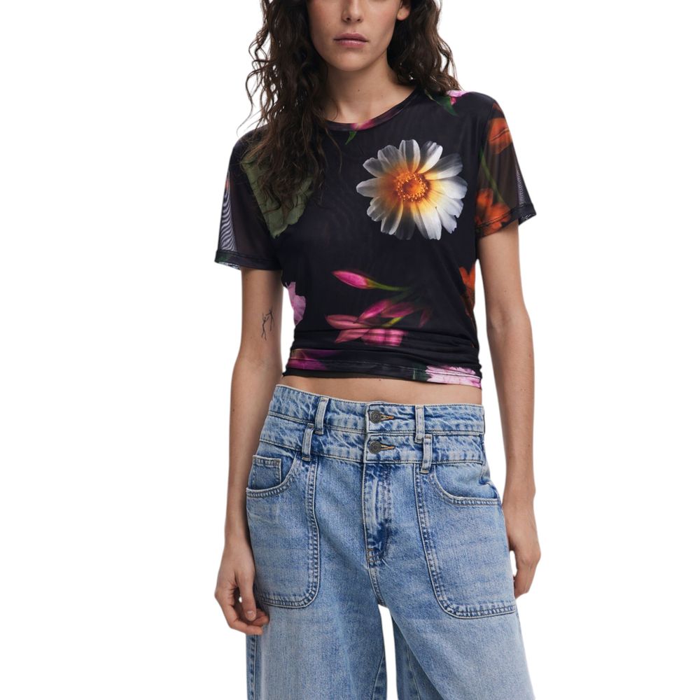 T-shirt en polyester noir Desigual