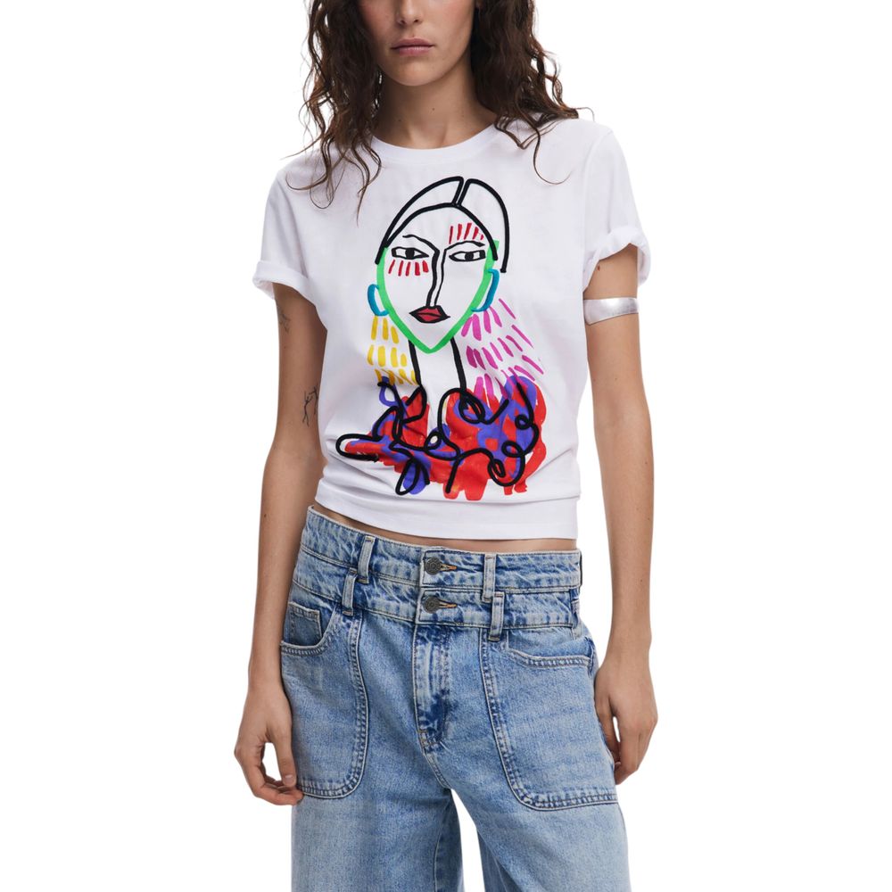T-shirt blanc en coton Desigual