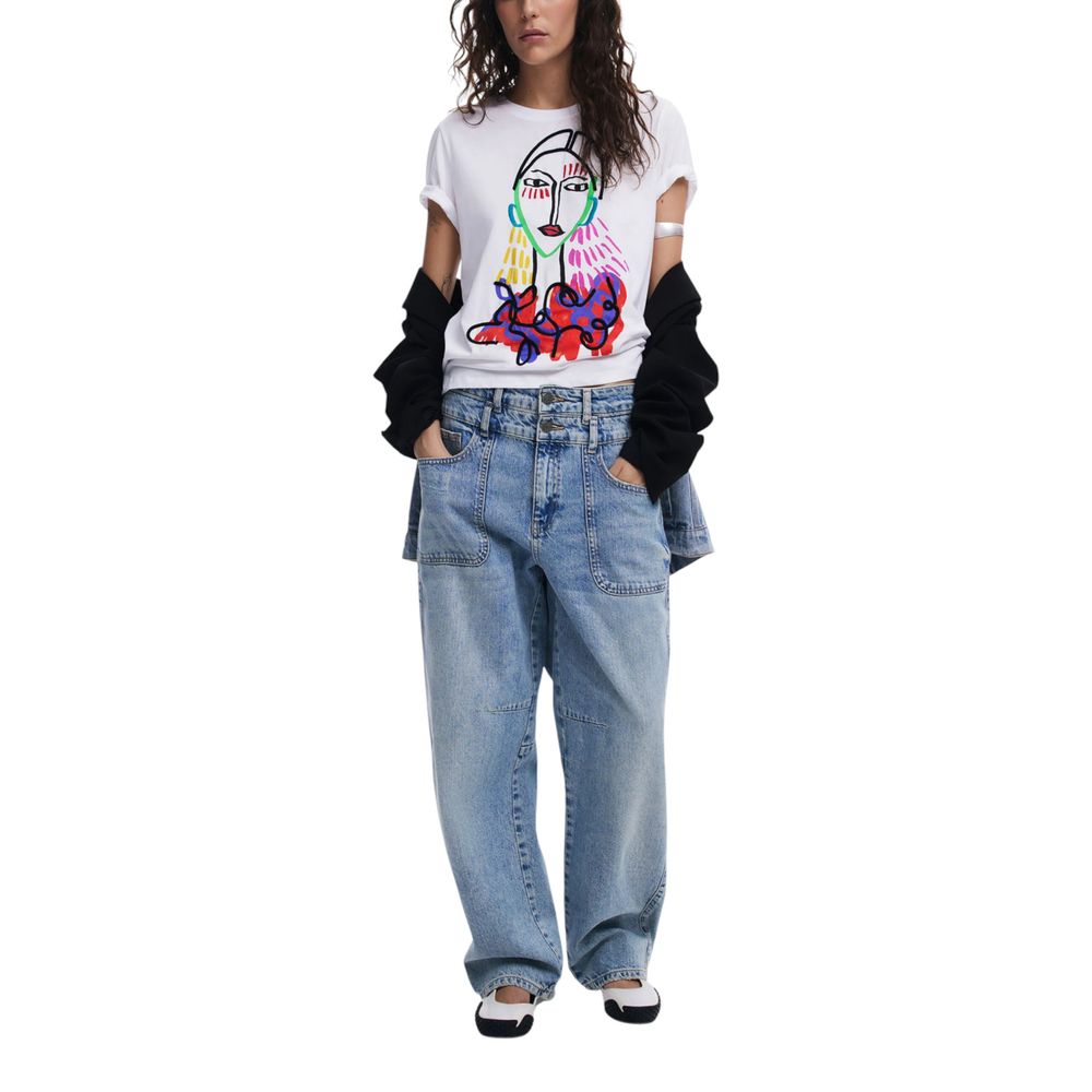 T-shirt blanc en coton Desigual