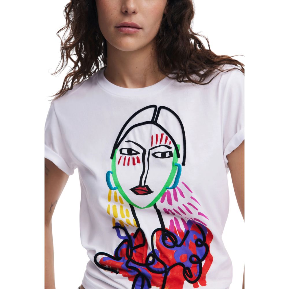 T-shirt blanc en coton Desigual