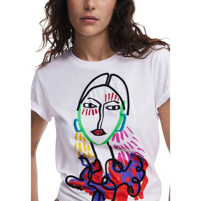 T-shirt blanc en coton Desigual