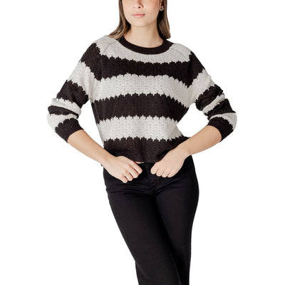 Jacqueline De Yong Black And White Marabou Sweater