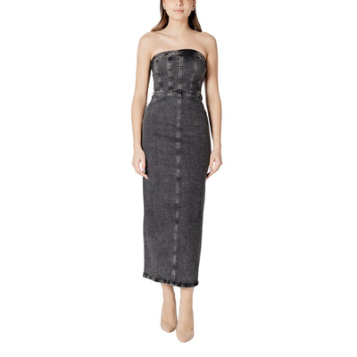 ICHI Black Cotton Midi