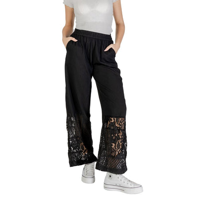 ICHI Black Cotton Pant