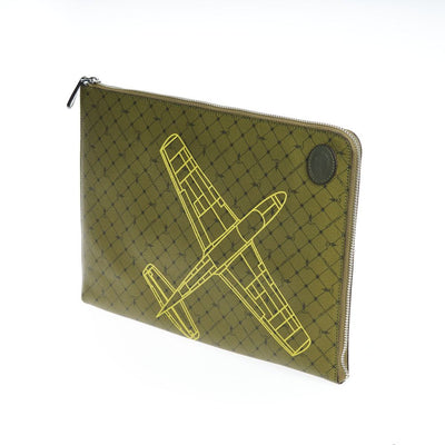 Trussardi Green Leather Clutch Bag