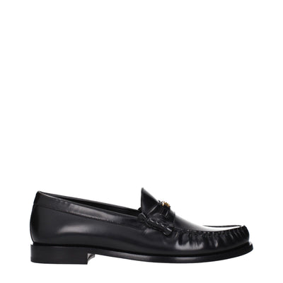 Celine Black Leather Slip-On Loafers