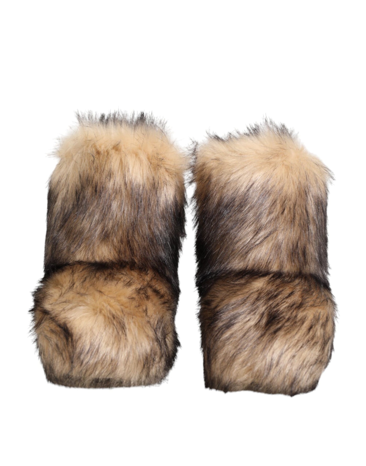 Dolce & Gabbana Brown Faux Skim Ski Fur Men Short Boots Shoes