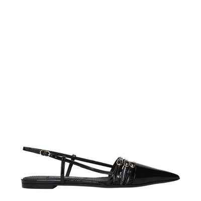Dolce & Gabbana Black Leather Flat Sandals